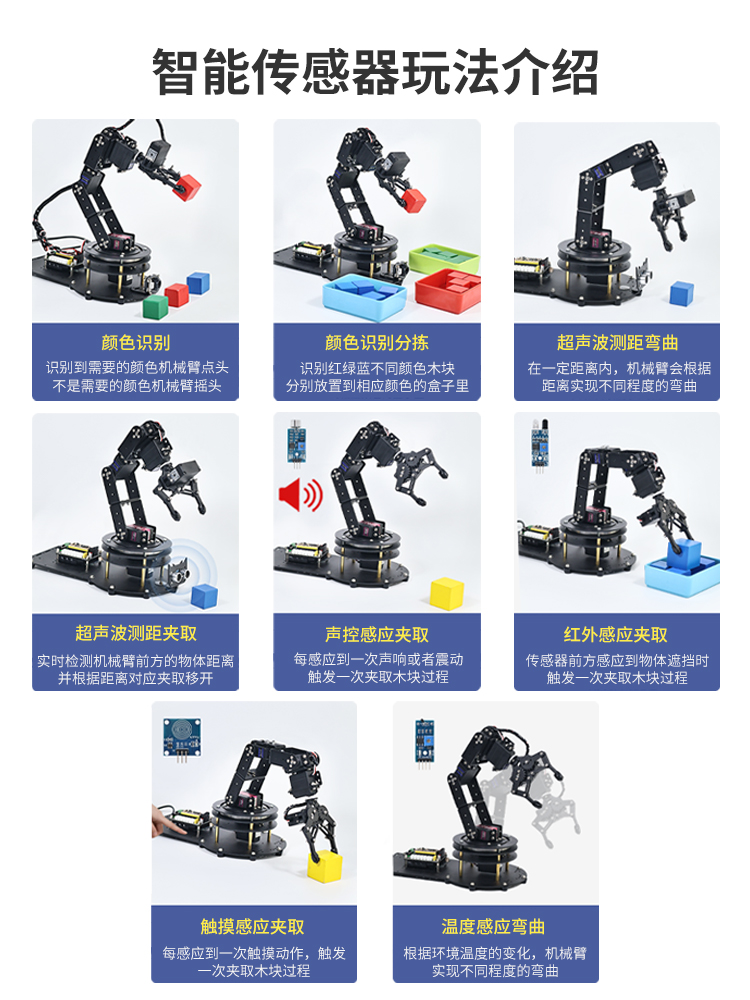 Açık kaynaklı 6 eksenli DOF gö - Robotic Arm 6 Axis Desktop incelemesi ve fiyatı