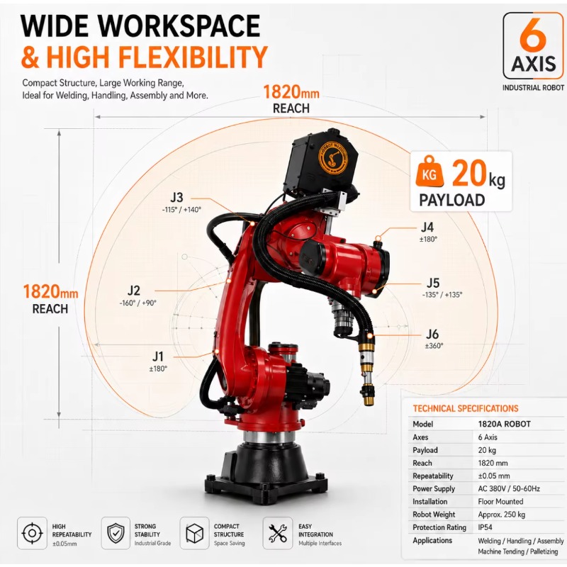 Yüksek Hassasiyetli 6 Eksenli  - Industrial Robot Arm 20Kg Payload incelemesi ve fiyatı